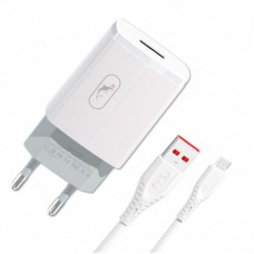 Сетевое зарядное устройство SkyDolphin SC06V 1USB 2.4A  White (SDMZP-000180) + cable microUSB