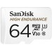 Карта памяти MicroSDXC 64GB UHS-I/U3 Class 10 SanDisk High Endurance R100/W40MB/s + SD-adapter (SDSQQNR-064G-GN6IA)