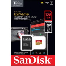 Карта памяти MicroSDXC 128GB C10 UHS-I SanDisk Extreme V30 U3 R190/W90MB/s + SD (SDSQXAA-128G-GN6MA)