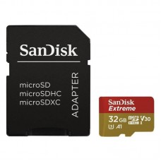 Карта памяти MicroSDHC 32GB UHS-I/U3 Class 10 SanDisk Extreme A1 R100/W60MB/s + SD-adapter (SDSQXAF-032G-GN6MA)