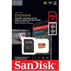 Карта памяти MicroSDXC 256GB C10 UHS-I SanDisk Extreme V30 U3 R190/W130MB/s + SD (SDSQXAV-256G-GN6MA)