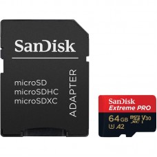 Карта памяти MicroSDXC 64GB UHS-I U3 R200/W90MB/s SanDisk Extreme Pro V30 + SD-адаптер (SDSQXCU-064G-GN6MA)