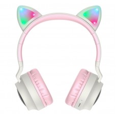 Наушники гарнитура накладные Bluetooth 5.0 Hoco W27 Cat Ear Grey/Pink (W27GP)