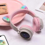 Наушники гарнитура накладные Bluetooth 5.0 Hoco W27 Cat Ear Grey/Pink (W27GP)