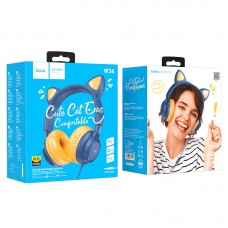 Наушники гарнитура накладные проводные Hoco W36 Cat Ear Midnight Blue (W36MB)