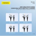 Кабель Foneng X92 4-in-1 60W USB-Lightning-Type-C 1 1m Black (X92-CA-FIO)