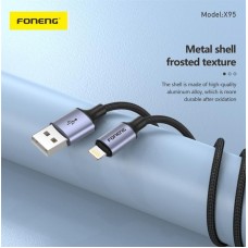 Кабель Foneng X95 Metal Head Braided 3A USB-Lightning 1.2m Black (X95-CA-IP)
