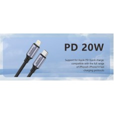 Кабель Foneng X95 Metal Head Braided Cable Type-C-Lightning PD 20W 1.2m Black (X95-CA-TCIP)