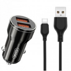 АЗУ XO CC48 Smart Metal 2USB 2.4A Black (XO-CC48с-BK) + кабель USB Type-C