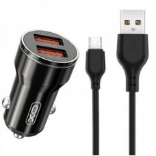 АЗУ XO CC48 Smart Metal 2USB 2.4A Black (XO-CC48m-BK) + кабель microUSB