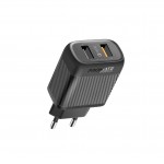 Сетевое зарядное устройство Promate BiPlug-QC3 18W 2USB 3A Black
