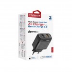 Сетевое зарядное устройство Promate BiPlug-QC3 18W 2USB 3A Black