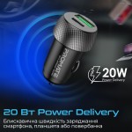 Автомобильное зарядное устройство Promate DriveGear 1USB 1Type-C 3A 20W Black