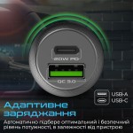 Автомобильное зарядное устройство Promate DriveGear 1USB 1Type-C 3A 20W Black