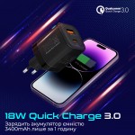 Сетевое зарядное устройство Promate PowerPort-25AC 25W 1Type-C 1USB 3A Black