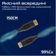 Кабель Promate ProLink HDMI-HDMI v.2.0 (M/M) 1.5m Black (prolink4k60-150)