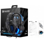 Наушники гарнитура накладные проводные Sades SA-702 Element Black/Blue (sa702bl)
