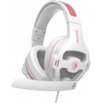 Наушники гарнитура накладные проводные Sades SA-726 Ppower White/Pink (sa726wpj)