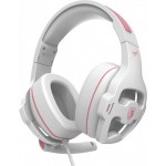 Наушники гарнитура накладные проводные Sades SA-726 Ppower White/Pink (sa726wpj)